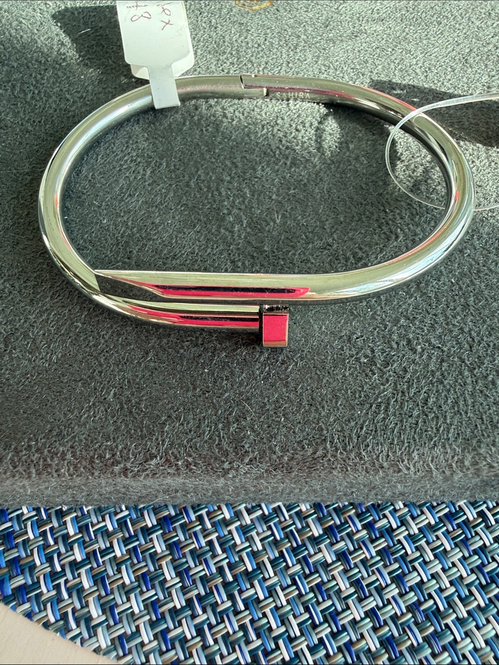Polished Silver-Tone Hinged Nail Bracelet - Women's Fashion Bracelet